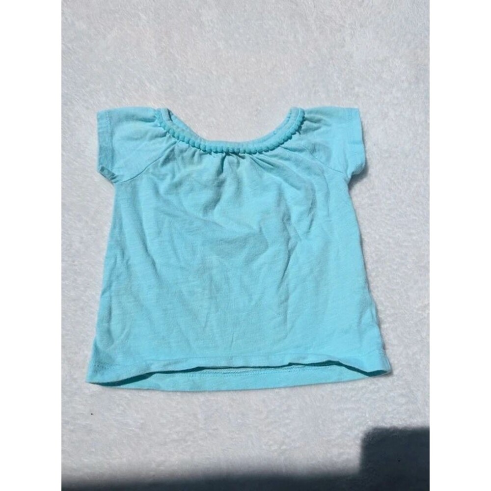 Carter’s Aqua Blue Pom-Pom Trim Top – 6 Months